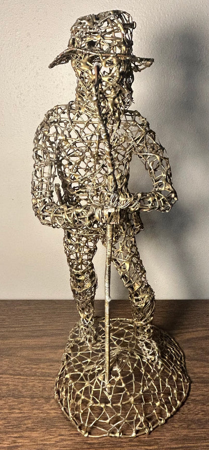 Vintage 1960's Brutalist C. Serraty Style Hunter Man Metal Wire Sculpture