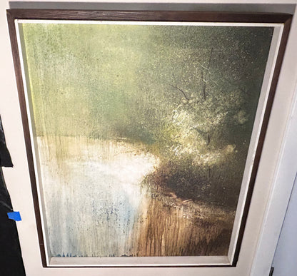 Vintage Howard Nordlund - “By the River” Framed Oil Painting on Masonite Board (American/Michigan) (Circa 1960’s)