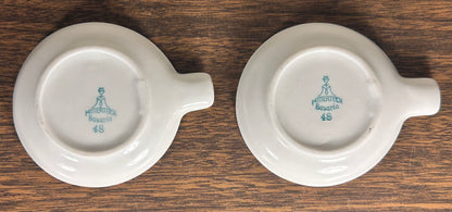 Pair of 1940’s German Mitterteich Bavaria Porcelain Gilded Violet Flower Motifs Personal Ashtrays