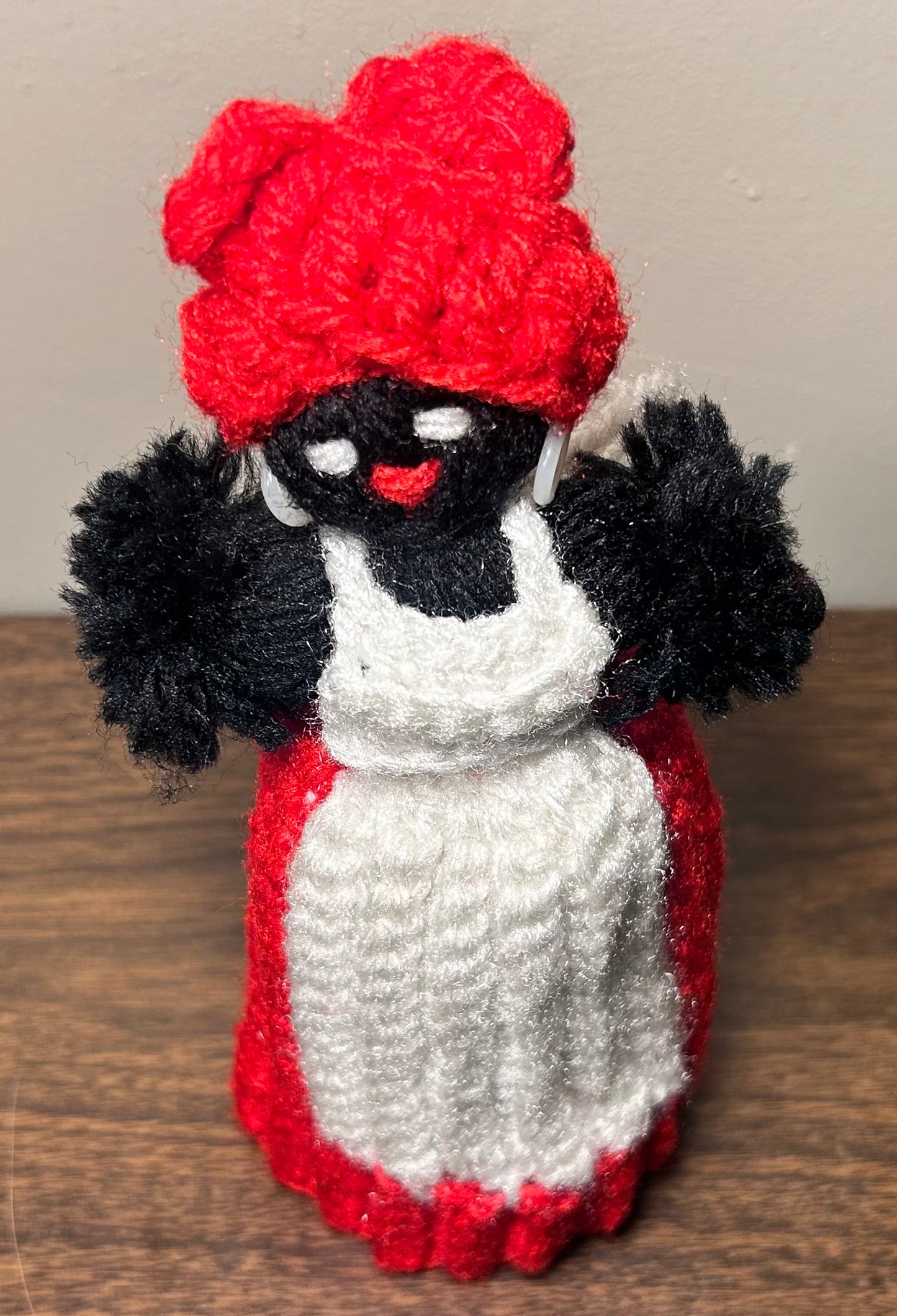 Vintage Mid 20th Century Handmade Black Americana Mammy Yarn Doll