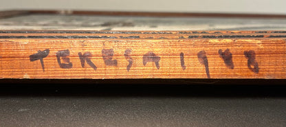 1944 American Folk Art Style Winter Landscape Framed Glitter Embellished Oil Painting by Clarence Killian (Indiana)