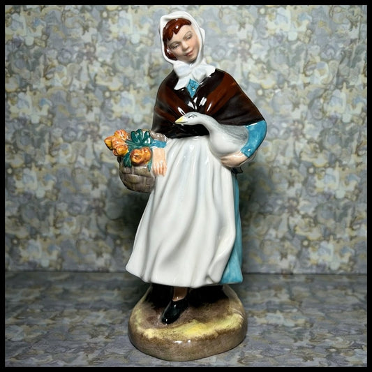 Vintage 1975-1981 English Royal Doulton Porcelain Country Lass Figurine (HN 1991) (Retired)