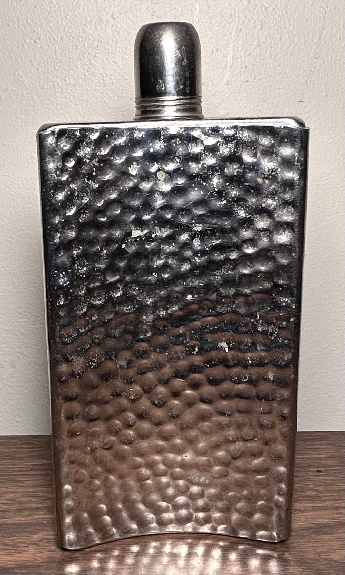 1940’s German Alfred Harald Schneider Hammered Chrome Metal 16 Oz. Drinking Flask