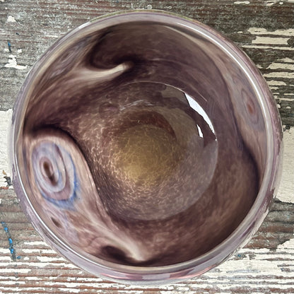 2002 Michael Rozell Art Glass Contemporary Style Fossil Line Footed Bowl (American)