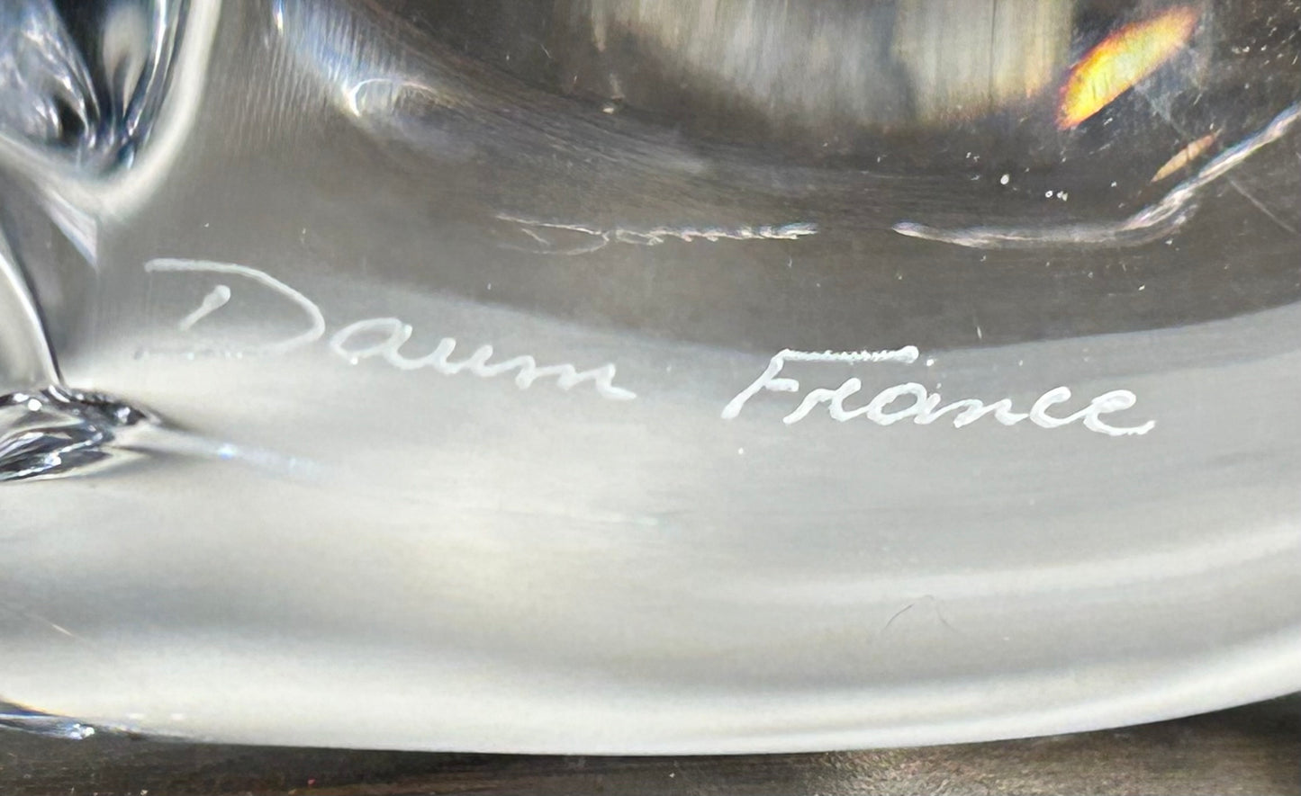 Vintage 1980’s French Daum Crystal Large Dolphin Diving Sculpture (Dauphin)