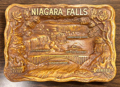 Vintage 1960’s American Arrow Novelty Co. Niagara Falls Faux Wood Composite Souvenir Tray