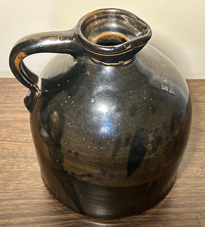 Circa 1883 American Primitive E. Norton & Co. Bennington Vermont Albany Slip Glazed Brown Stoneware Beehive-Form 1 Gallon Jug