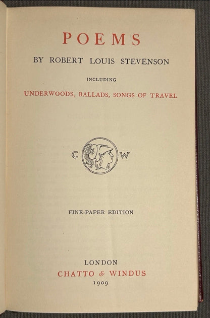 1909 “Poems” by Robert Louis Stevenson Leather-bound Book with Pressed Wildflower Specimens
