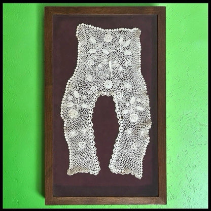 Early 20th Century Irish Crochet Lace Rose Motifs Plastron Bodice Insert Set in Contemporary Shadowbox Frame