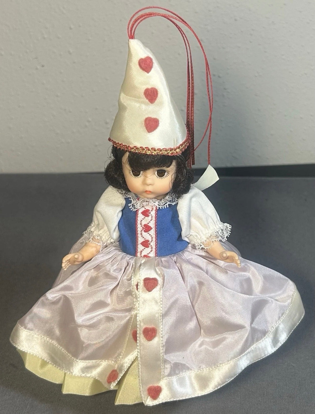 Vintage 1980’s American Madame Alexander Queen of Hearts Hard Plastic/Vinyl Doll with Stand