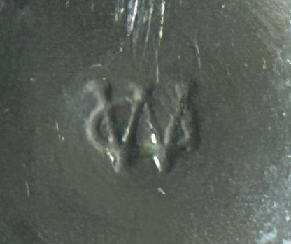 Vintage 1950’s American Westmoreland Mary Gregory Black Amethyst Glass Hand-Painted Woman Playing Harp Motif Baluster Vase