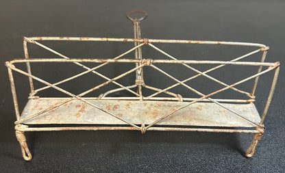 1840 American Antebellum Primitive Tin Metal Bridge Trestle Bread Warmer with Handle