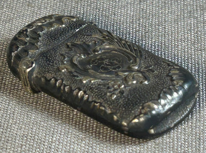 Late 19th Century English Victorian Silver-Plated Metal Repousse Scrollwork Vesta Match Safe
