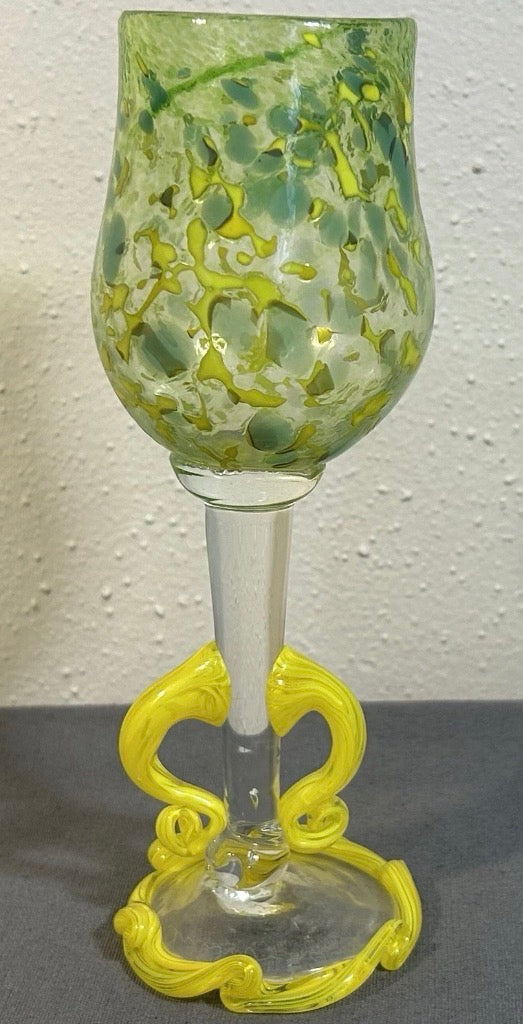 2002 Teri Walker Studio Art Glass Contemporary Style Goblet Chalice (New Orleans, Louisiana)