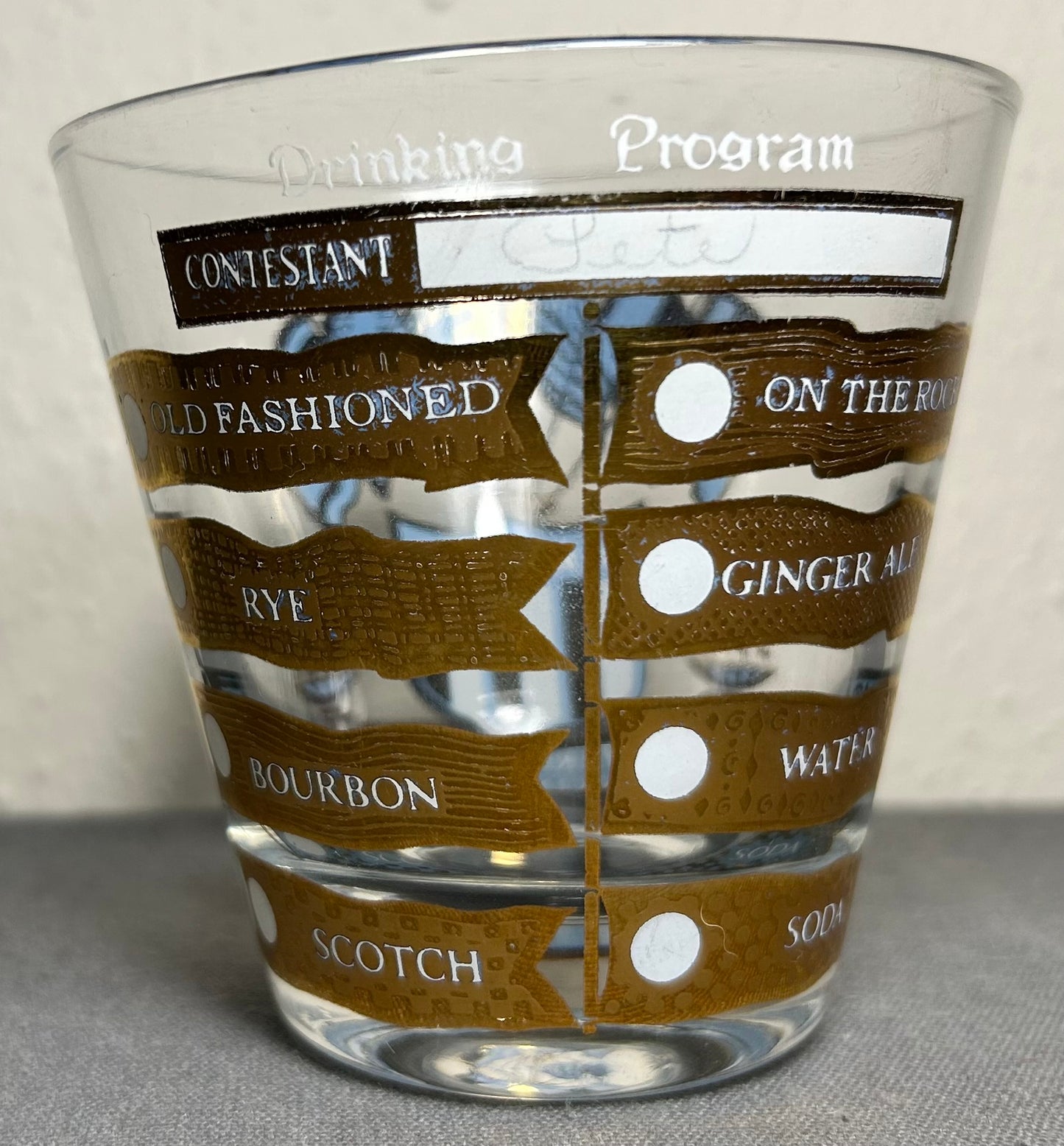 Vintage 1960’s American Mid Century Modern Culver International Drinking Team Lowball Glass