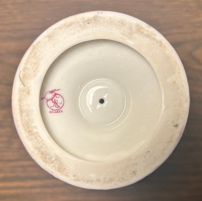 1889-1906 American Ceramic Art Studio Belleek Porcelain Hand Painted Rose Motifs Loving Cup Vase