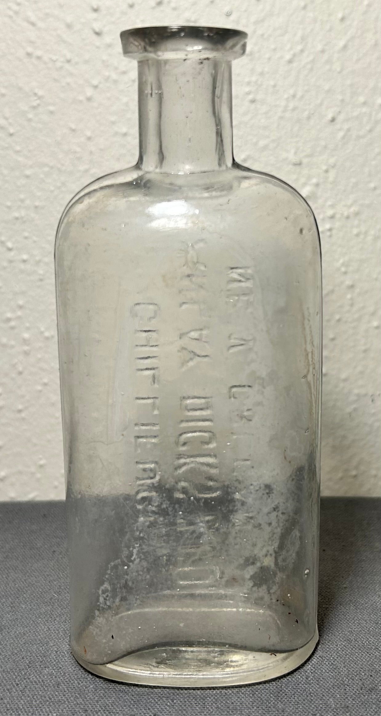 Circa 1900 American New Orleans Finlay Dicks & Co. Chillifuge Clear Glass Medicine Bottle