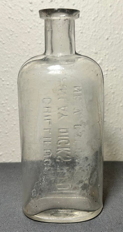 Circa 1900 American New Orleans Finlay Dicks & Co. Chillifuge Clear Glass Medicine Bottle