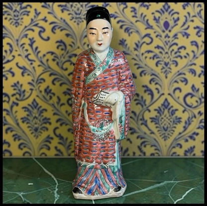 1920’s Chinese Jingdezhen Famille Rose Export Porcelain Scholar Figurine (Early Republic Period)