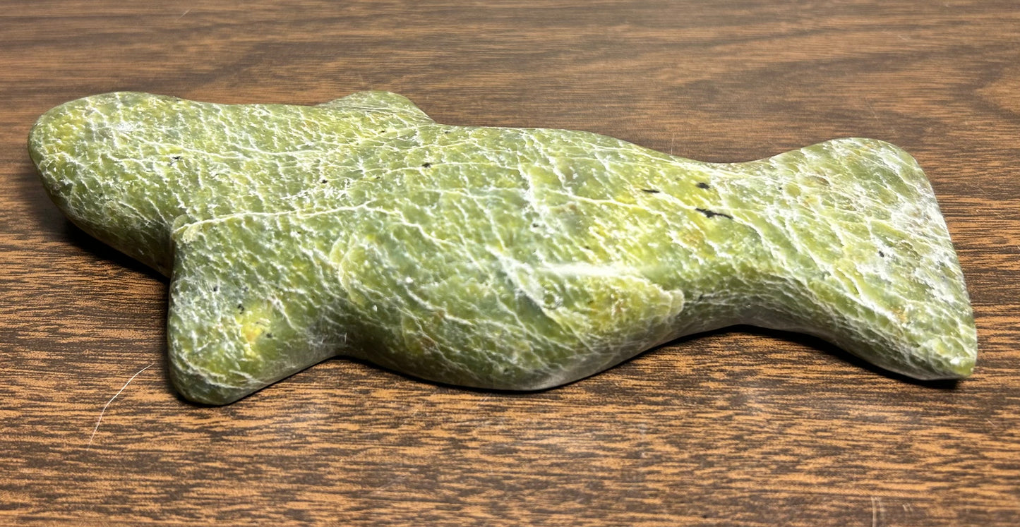 Vintage Canadian Inuit Serpentine Stone Whale Carving (20th Century)
