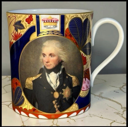 2005 English Royal Worcester Bone China Nelson Collection Vice-Admiral Horatio Nelson Portrait Mug