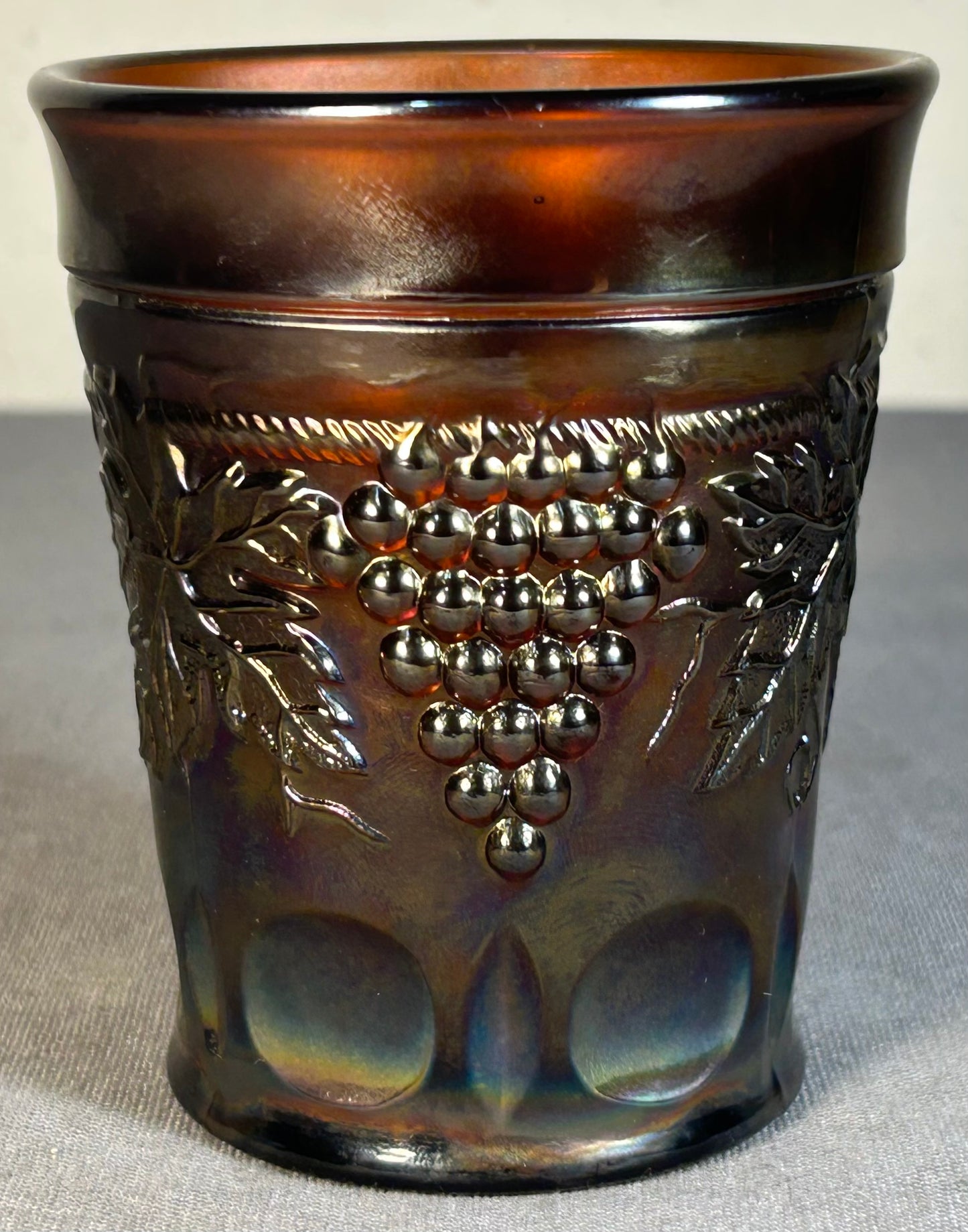 Early 20th Century American Northwood Amethyst Carnival Glass Grape and Cable Pattern Punch Cup