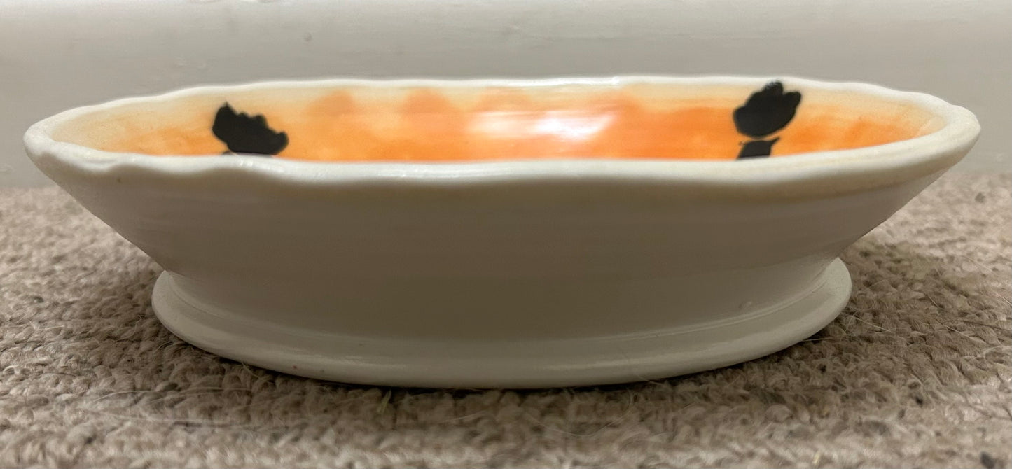 Kurt Anderson Pottery Contemporary Style Girl with Hands Raised Motif Shallow Bowl (21st Century) (American)