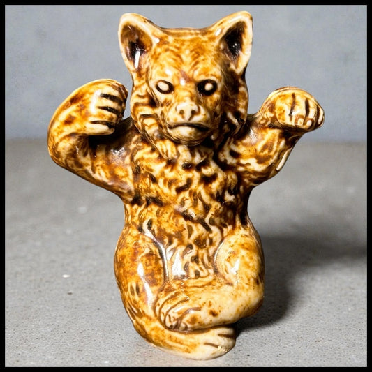 Circa 1900 American Bennington Style Pottery Rockingham Glaze Miniature Bear Figurine