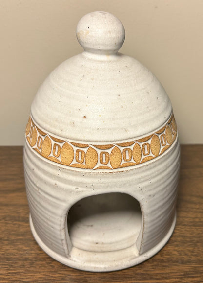 Vintage Circa 1955 Mid Century Modern Los Artesanos Puerto Rico Pottery Sgrafitto Stoneware Dome Tealight