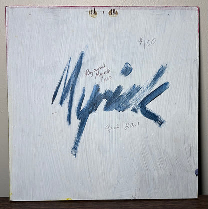 Byron Myrick - Untitled Contemporary Mixed Media Man with Cross Portrait on Wood Panel Art (2001) (Mississippi)