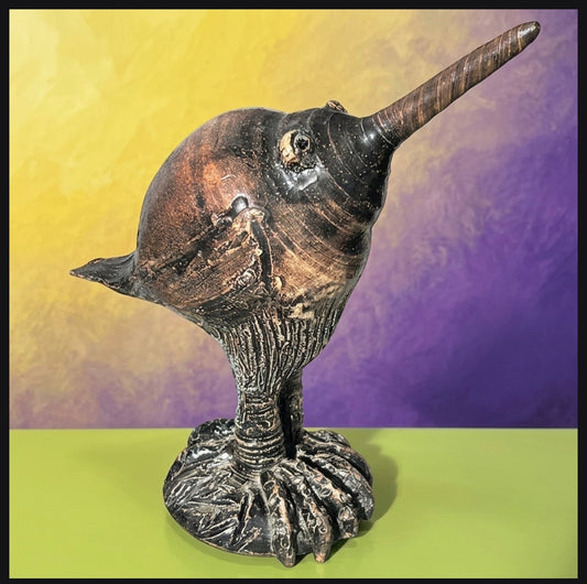 Vintage American 1971 Contemporary Style Kiwi Bird Clay Sculpture by Bernie Hill (Louisiana)