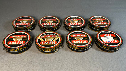 Lot of 8 Vintage 1960’s American Kiwi Shoe Polish Metal Tins Made in Pottstown, Pennsylvania