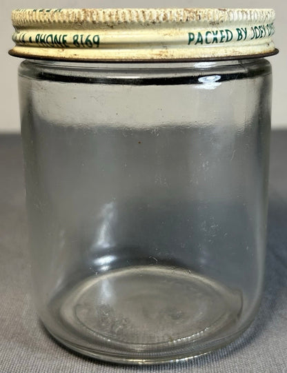 Vintage 1950’s American Joey’s Fresh Shucked Oysters Amite, Louisiana Glass/Metal Lid 12 Oz. Jar