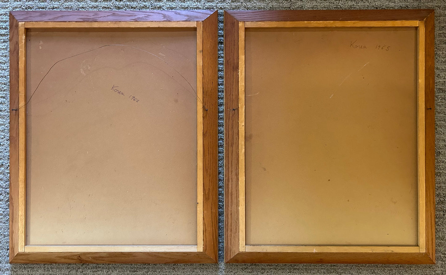 Pair of Vintage 1965 Craft Master Paint By Number Japanese Geisha Framed Oil Paintings