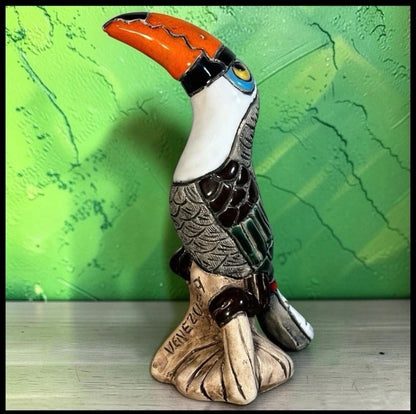Vintage Circa 1970 Venezuelan Art Pottery Ceramic Toucan Souvenir Figurine