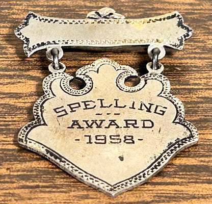 Vintage 1958 American Leonard Krower Sterling Silver Spelling Award Medal (New Orleans)