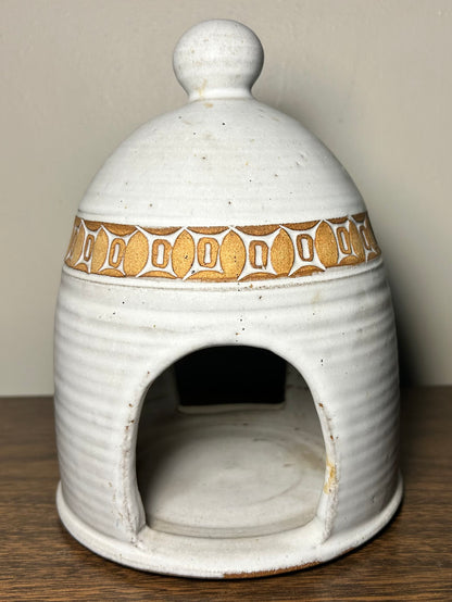 Vintage Circa 1955 Mid Century Modern Los Artesanos Puerto Rico Pottery Sgrafitto Stoneware Dome Tealight