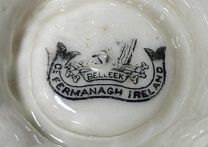 Pair of 1891-1926 Irish Belleek Porcelain Pierced Shamrock Vases (2nd Mark)