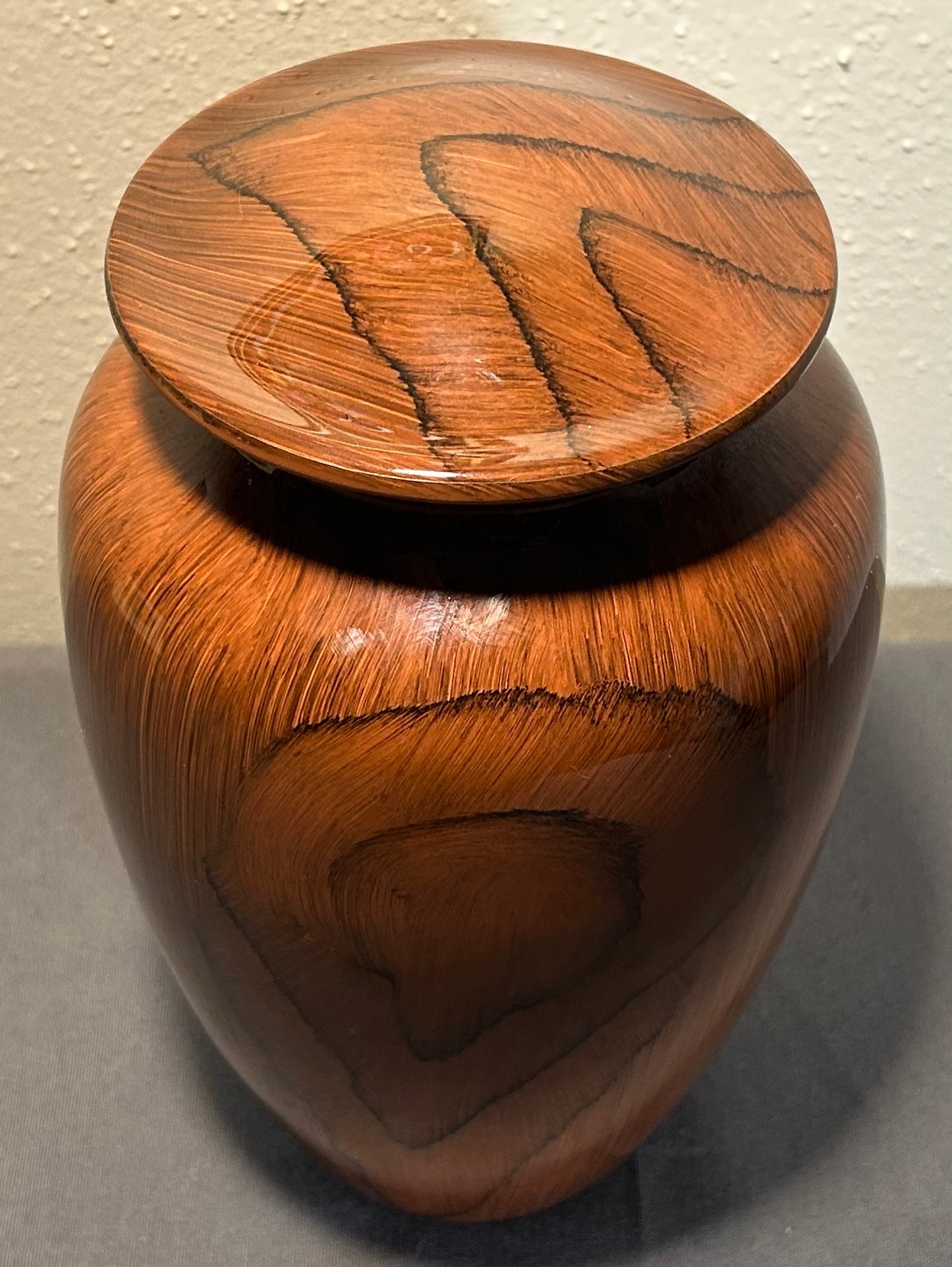 Large Adult Aluminum Hand-Painted Cherry Wood Grain Finish Cremation Urn