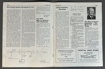 Vintage Louisiana State University School of Medicine The Tiger Rag Satirical Magazine (April 1980)