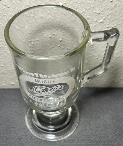 Vintage 1970’s American Mobile Greyhound Park Glass Pedestal Mug (Alabama)