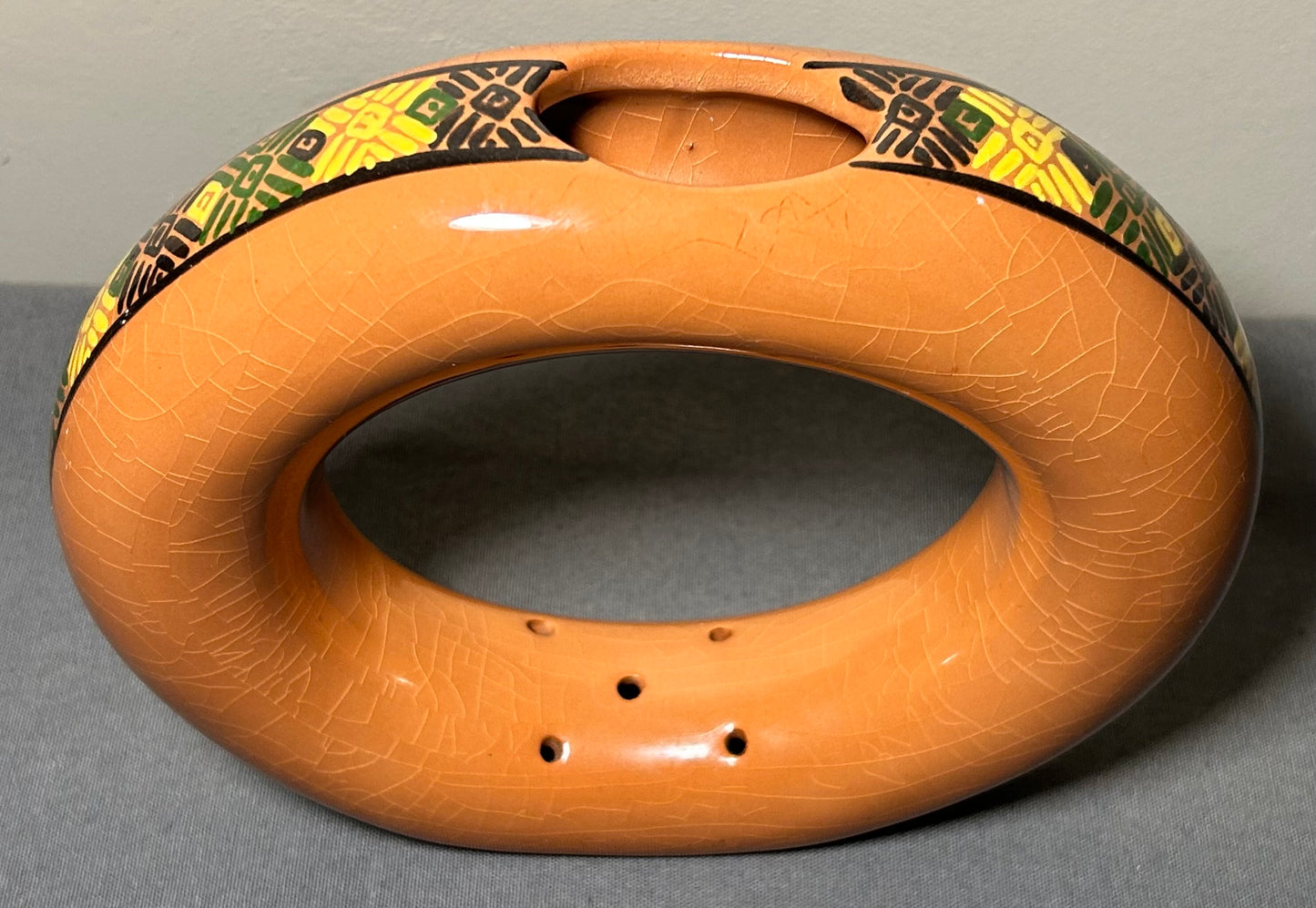 Vintage Circa 1970 Santa Maria de Jesus Ceresa Guatemala Pottery Terracotta Standing Ring Vase