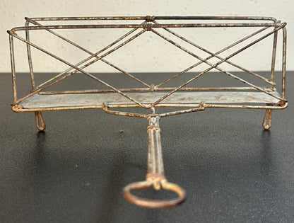 1840 American Antebellum Primitive Tin Metal Bridge Trestle Bread Warmer with Handle