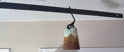Vintage American Hand-Painted Cotton Field Scene Early 20th Century Cast Iron Hanging Balance Scale Folk Art Piece by Wendy Tulley