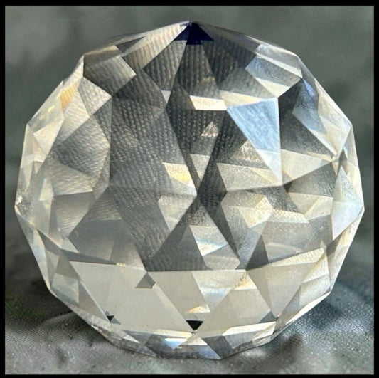 Vintage 1980’s Faceted Clear Crystal Color Shift Paperweight