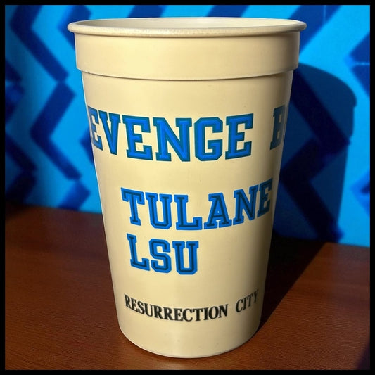 Vintage 1982 Tulane Green Wave vs. LSU Tigers Football Revenge Bowl I Resurrection City Bud Man Plastic Cup