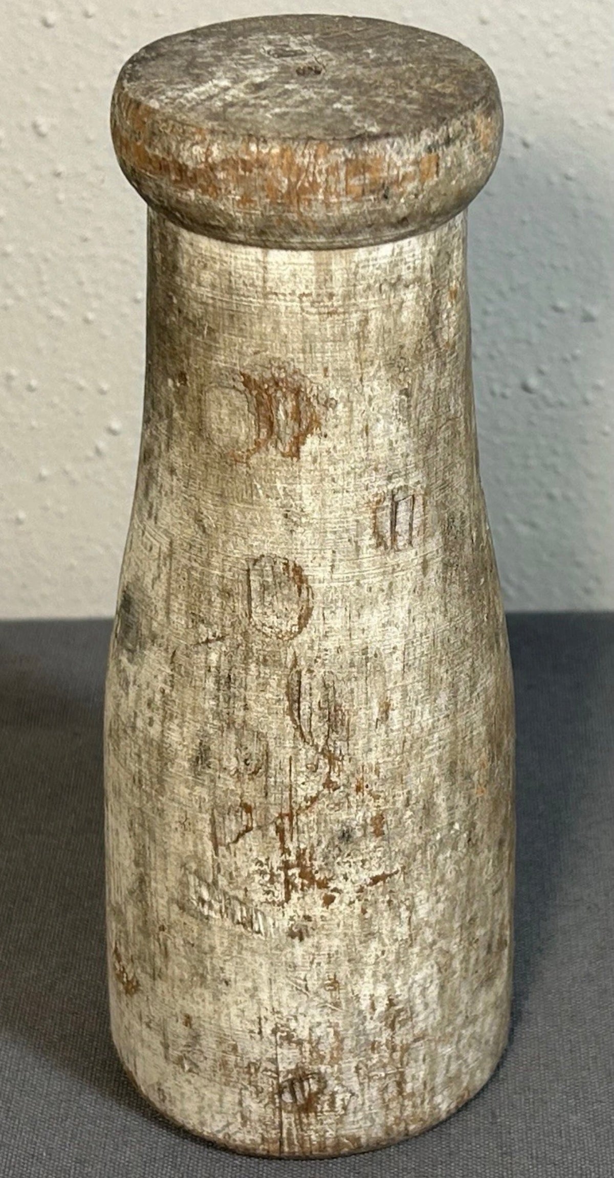 Early 20th Century American Primitive Wooden Carnival Weighted Gaffed Knock-Down Milk Bottle Target