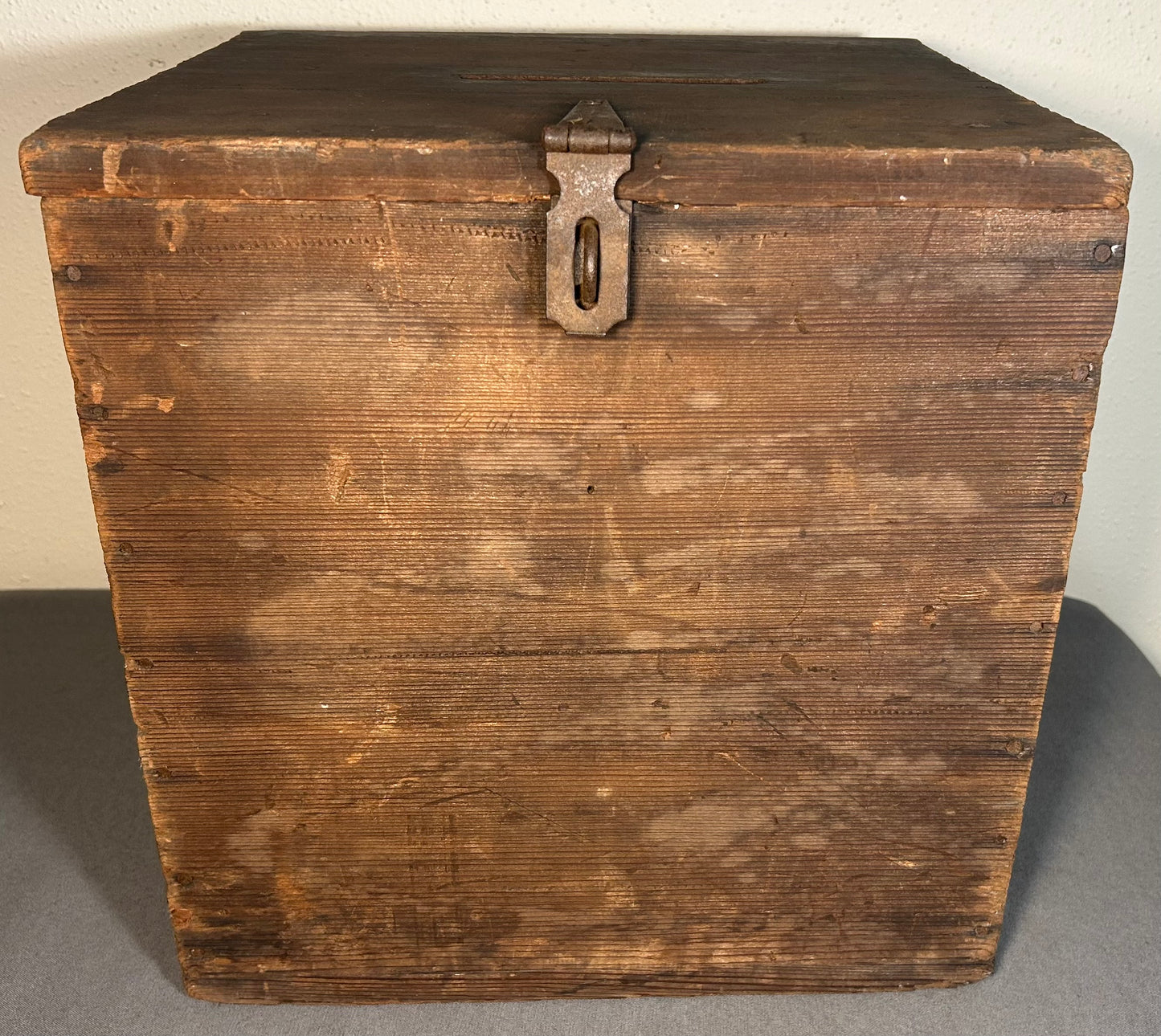 Late 19th Century American Primitive Pine Wood/Iron Latch Ballot Box