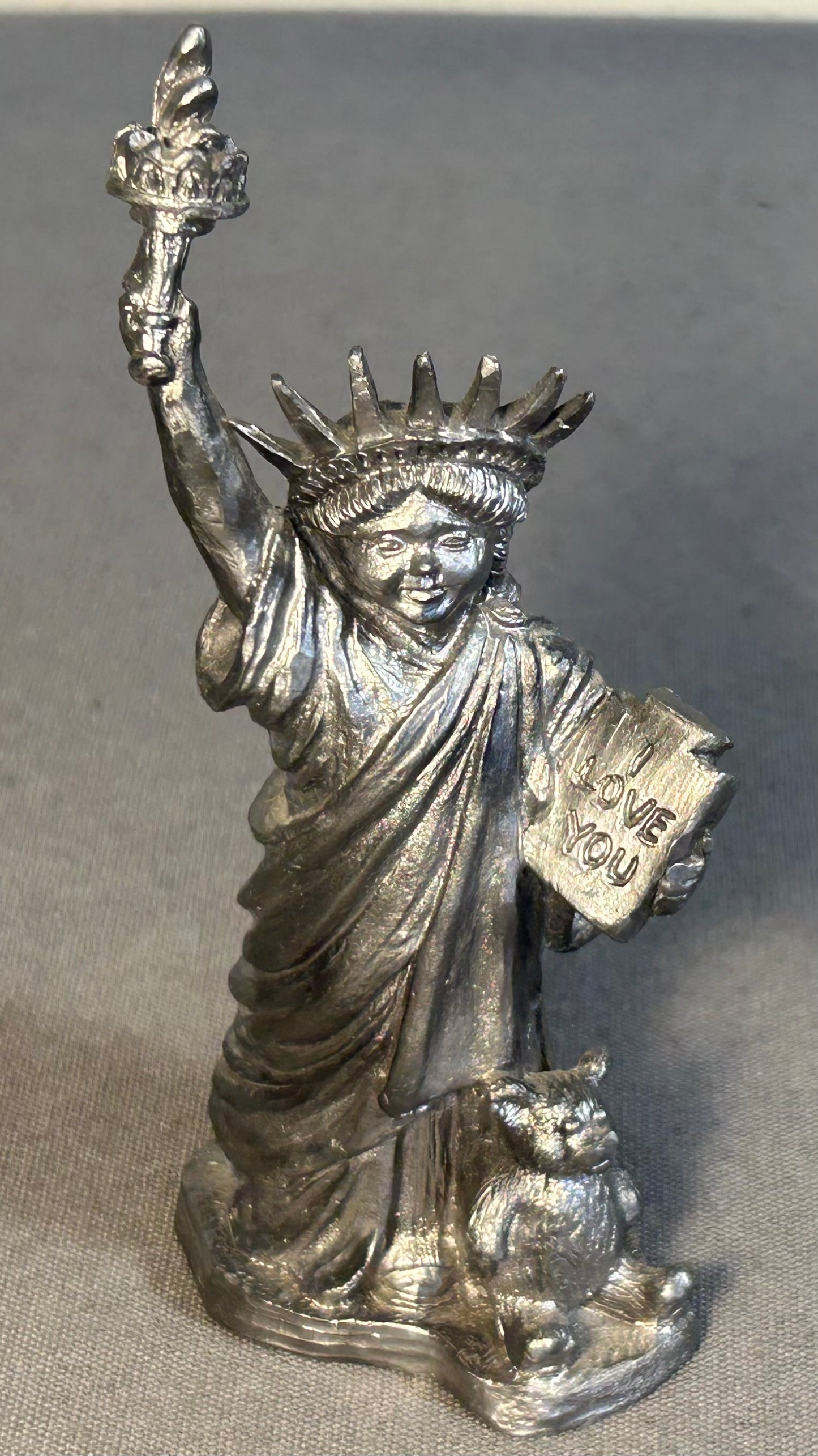 Vintage 1999 Michael Ricker Pewter Statue of Liberty Girl Figurine (Louisiana)
