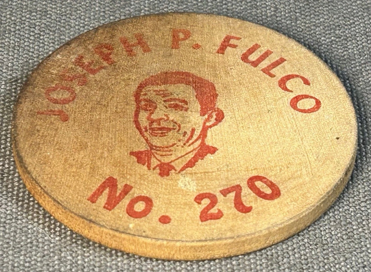 Vintage 1970’s American Joseph P. Fulco Jefferson Parish Political Wooden Token